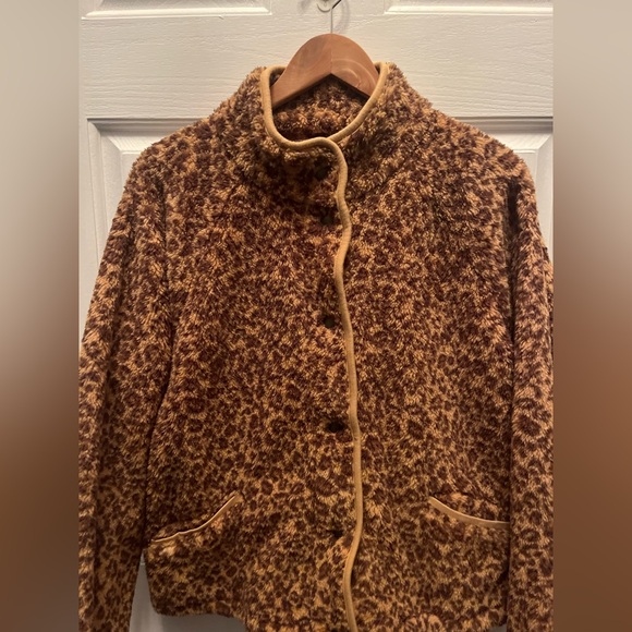 NWT LUCKY BRAND WOMEN'S LEOPARD PRINT TEDDY JACKET- LARGE - Picture 2 of 7